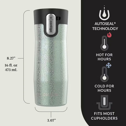 Contigo® West Loop 3.0 Stainless Steel Travel Mug with AUTOSEAL® Lid, 16oz-Crystal Agave