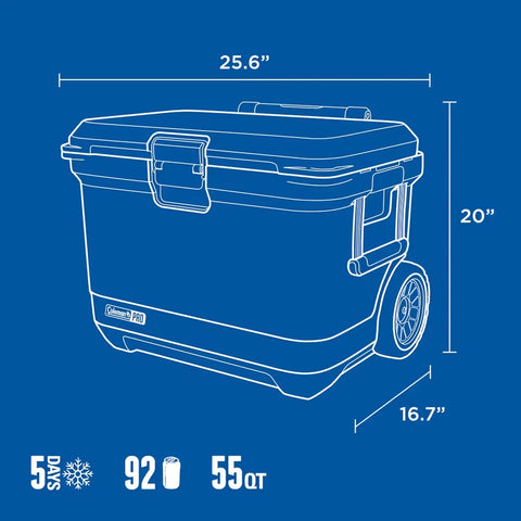 Coleman® Pro 55-Quart Wheeled Hard Cooler-Neptune
