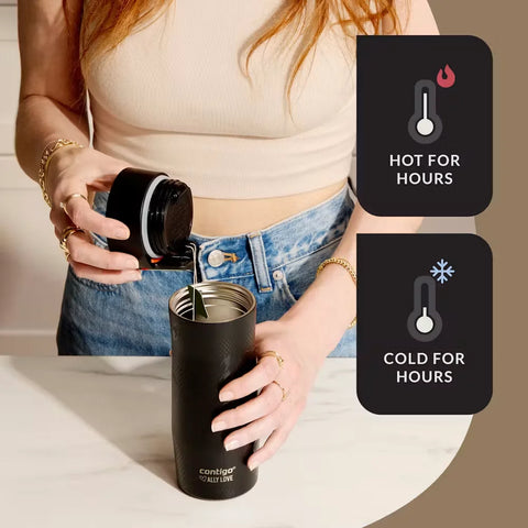 Contigo® x Ally Love West Loop 3.0 Stainless Steel Travel Mug with AUTOSEAL® Easy-Clean Lid, 16oz-Licorice