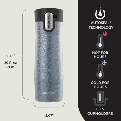 Contigo® West Loop 3.0 Stainless Steel Travel Mug with AUTOSEAL® Lid, 20oz, 2-Pack-Crystal Lakeside & Crystal Agave