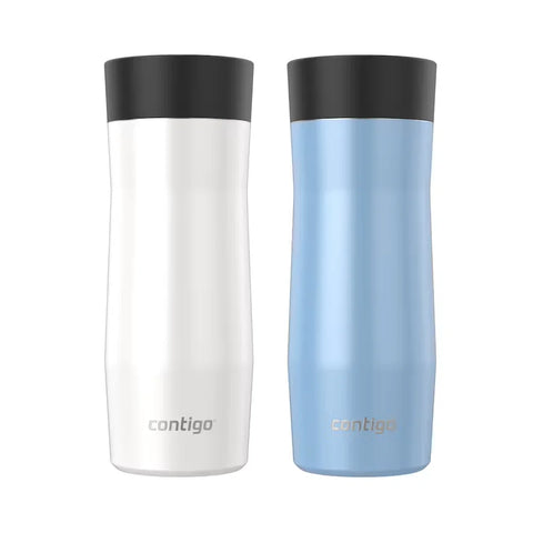 Contigo® West Loop 3.0 Stainless Steel Travel Mug with AUTOSEAL® Lid, 16oz, 2-Pack-Salt Frosted Pearl & Glacier Frosted Pearl
