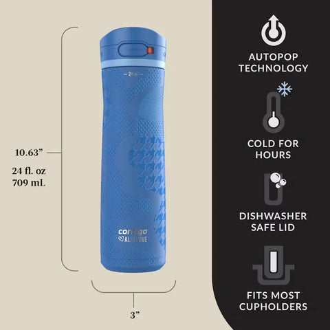 Contigo® x Ally Love Jackson Chill 2.0 Stainless Steel Water Bottle with AUTOPOP®  Lid, 24oz-Stellar Jay