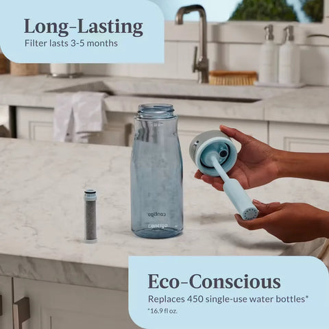 Contigo® Wells Plastic Filter Water Bottle with AUTOSPOUT® Straw Lid, 32 Oz.-Dark Ice