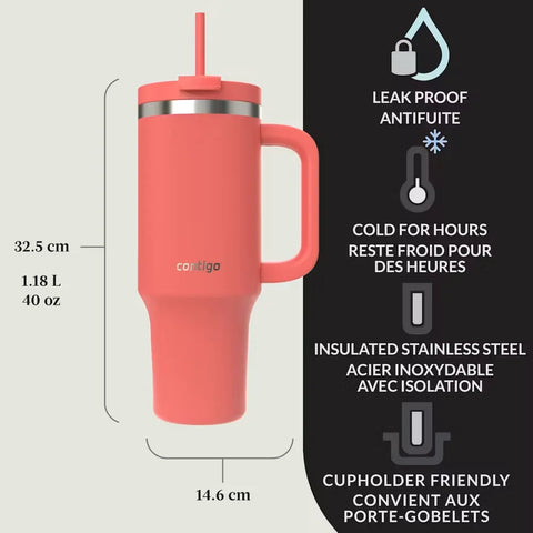 Contigo® Streeterville Leak-Proof Tumbler, 40oz-Coral