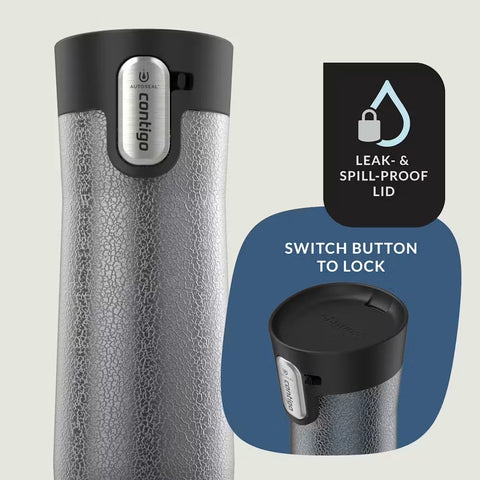 Contigo® West Loop 3.0 Stainless Steel Travel Mug with AUTOSEAL® Lid, 20oz, 2-Pack-Crystal Blueberry & Crystal Sake