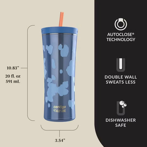 Contigo® x Ally Love Streeterville AUTOCLOSE® Shake & Go® Tumbler, 20oz-Stellar Jay