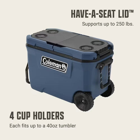 Flex 'N Go™ 62-Quart Wheeled Cooler-Sapphire