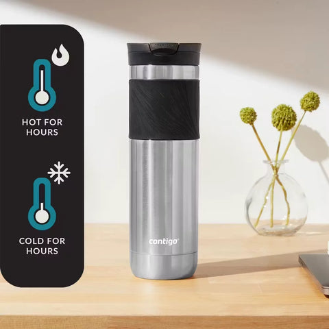 Contigo® Byron 2.0 Stainless Steel Travel Mug with SNAPSEAL™ Lid and Grip, 24oz-Stainless Steel