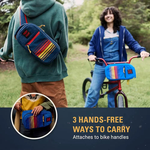 Stranger Things 6-Can Convertible Soft-Sided Cross-Body Sling Cooler-Navy Stripe