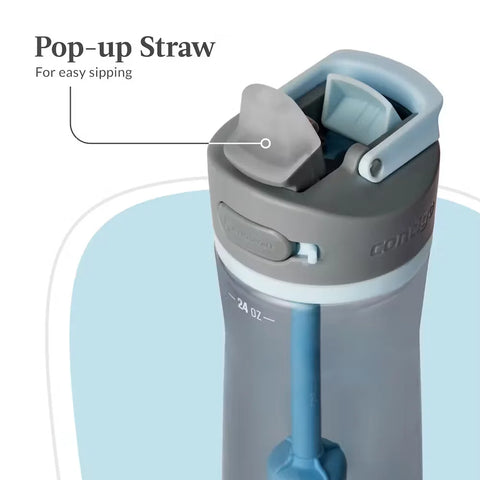 Contigo® Wells Plastic Filter Water Bottle with AUTOSPOUT® Straw Lid and Replacement Filter, 24 Oz.-Dark Ice & Purity