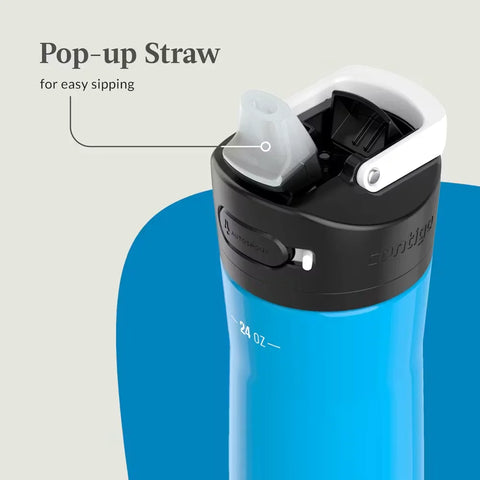 Contigo® Ashland Chill 2.0 Stainless Steel Water Bottle with AUTOSPOUT® Lid, 24 oz-Blue Poppy