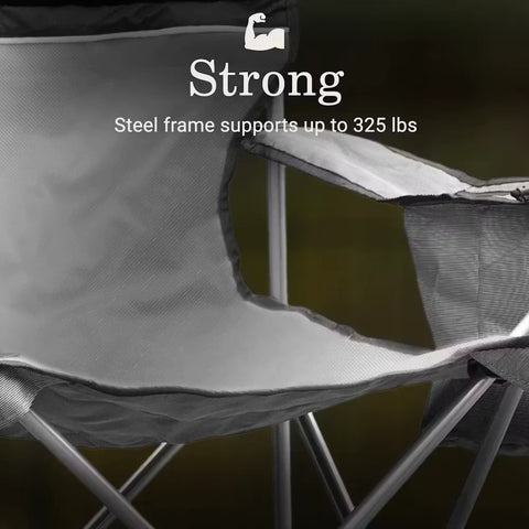 Camping Chair with Built-In 4-Can Cooler, Gray-Grey