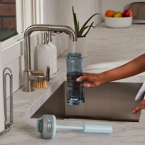 Contigo® Wells Plastic Filter Water Bottle with AUTOSPOUT® Straw Lid and Replacement Filter, 24 Oz.-Dark Ice & Purity