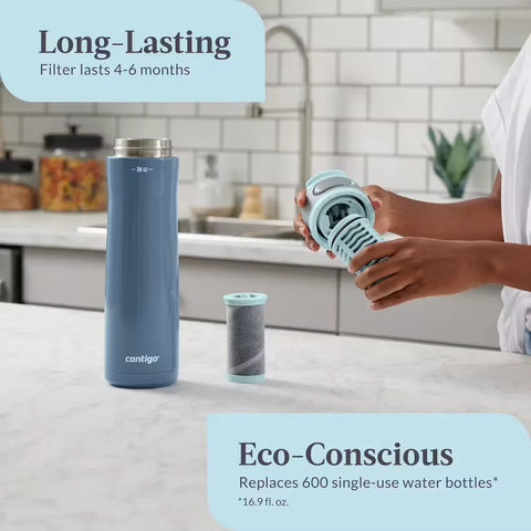 Contigo® Clybourn Chill Freeflow Filtration Stainless Steel Water Bottle with AUTOSEAL® Lid, 24oz-Dark Ice