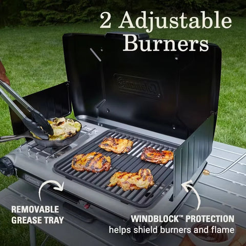 Classic 2-in-1 Camping Grill/Stove, Black