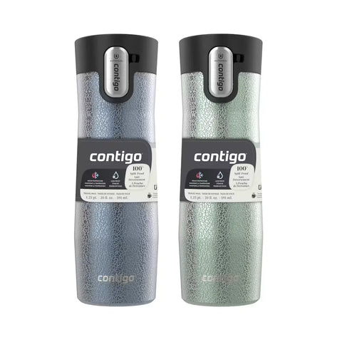 Contigo® West Loop 3.0 Stainless Steel Travel Mug with AUTOSEAL® Lid, 20oz, 2-Pack-Crystal Lakeside & Crystal Agave