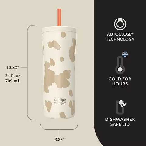 Contigo® x Ally Love Streeterville 2.0 Stainless Steel Tumbler with Straw, 24oz-Oatmilk