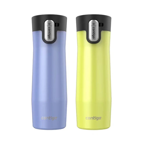 Contigo® West Loop 3.0 Stainless Steel Travel Mug with AUTOSEAL® Lid, 20oz, 2-Pack-Aster Frosted Pearl & Limelight Frosted Pearl