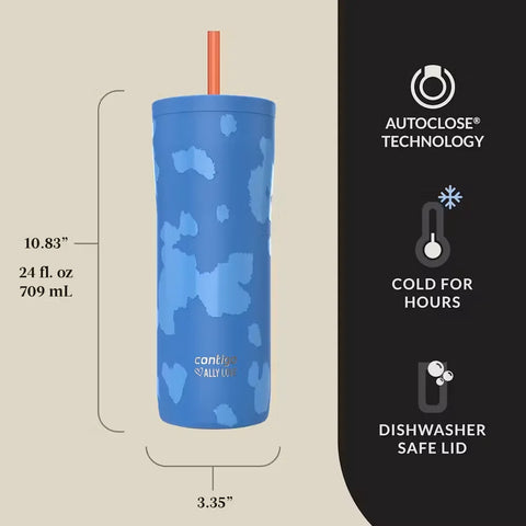 Contigo® x Ally Love Streeterville 2.0 Stainless Steel Tumbler with Straw, 24oz-Stellar Jay