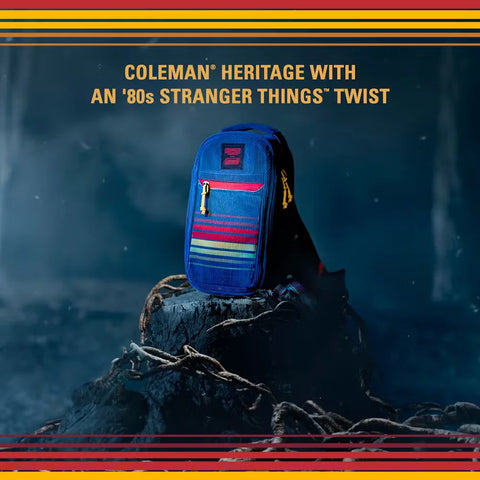 Stranger Things 6-Can Convertible Soft-Sided Cross-Body Sling Cooler-Navy Stripe