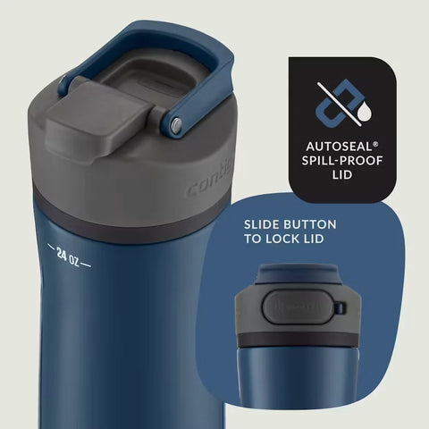 Contigo® Cortland Chill 2.0 Stainless Steel Water Bottle with AUTOSEAL® Lid, 24oz-Blueberry