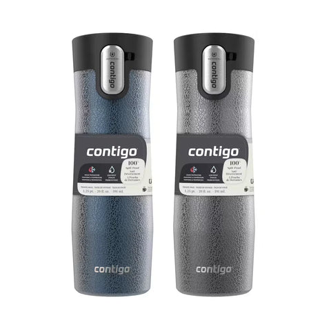 Contigo® West Loop 3.0 Stainless Steel Travel Mug with AUTOSEAL® Lid, 20oz, 2-Pack-Crystal Blueberry & Crystal Sake