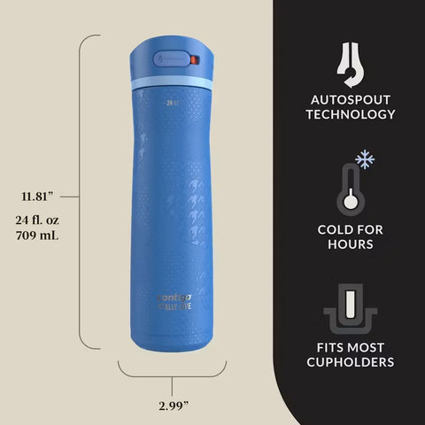 Contigo® x Ally Love Ashland Chill 2.0 Stainless Steel Water Bottle with AUTOSPOUT® Lid, 24oz-Stellar Jay