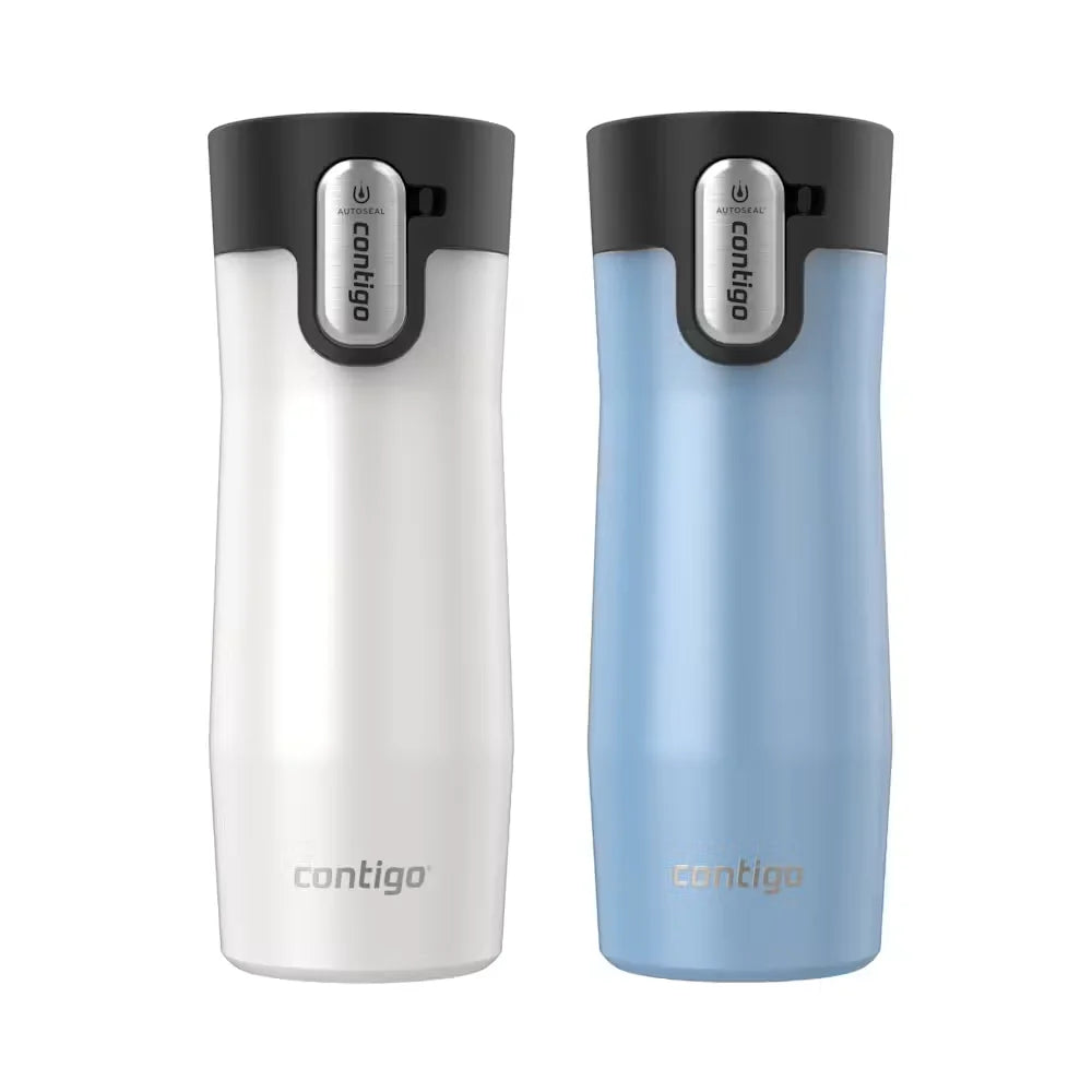 Contigo® West Loop 3.0 Stainless Steel Travel Mug with AUTOSEAL® Lid, 16oz, 2-Pack-Salt Frosted Pearl & Glacier Frosted Pearl