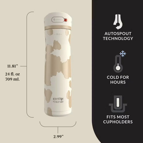 Contigo® x Ally Love Ashland Chill 2.0 Stainless Steel Water Bottle with AUTOSPOUT® Lid, 24oz-Oatmilk