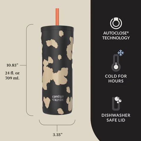 Contigo® x Ally Love Streeterville 2.0 Stainless Steel Tumbler with Straw, 24oz-Licorice