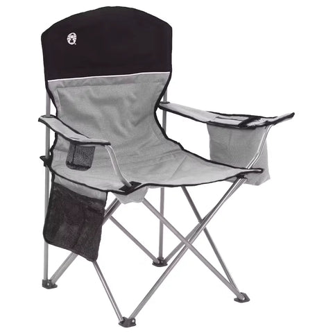 Camping Chair with Built-In 4-Can Cooler, Gray-Grey
