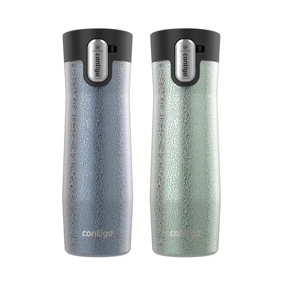 Contigo® West Loop 3.0 Stainless Steel Travel Mug with AUTOSEAL® Lid, 20oz, 2-Pack-Crystal Lakeside & Crystal Agave