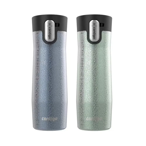 Contigo® West Loop 3.0 Stainless Steel Travel Mug with AUTOSEAL® Lid, 20oz, 2-Pack-Crystal Lakeside & Crystal Agave
