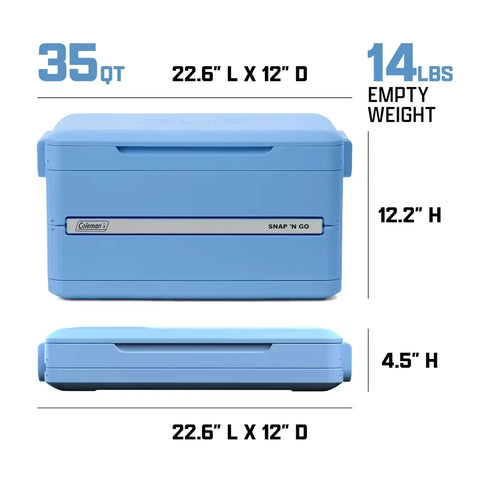 Snap 'N Go 35-Quart Collapsible Hard Cooler-Blue Sky