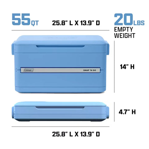 Snap 'N Go 55-Quart Collapsible Hard Cooler-Blue Sky