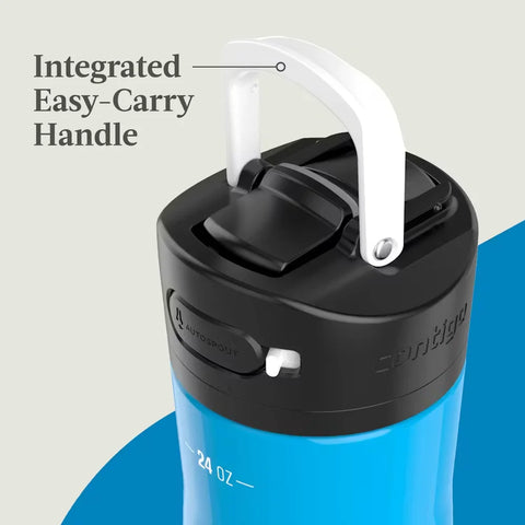Contigo® Ashland Chill 2.0 Stainless Steel Water Bottle with AUTOSPOUT® Lid, 24 oz-Blue Poppy