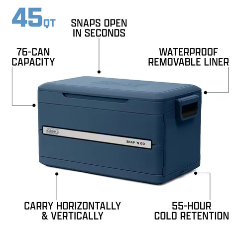 Snap 'N Go 45-Quart Collapsible Hard Cooler-Sapphire