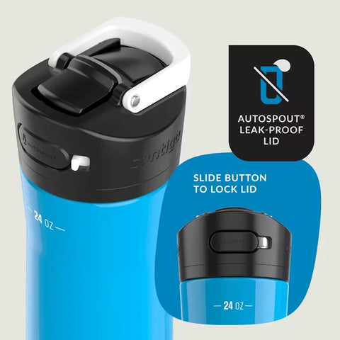 Contigo® Ashland Chill 2.0 Stainless Steel Water Bottle with AUTOSPOUT® Lid, 24 oz-Blue Poppy