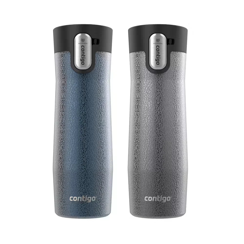 Contigo® West Loop 3.0 Stainless Steel Travel Mug with AUTOSEAL® Lid, 20oz, 2-Pack-Crystal Blueberry & Crystal Sake
