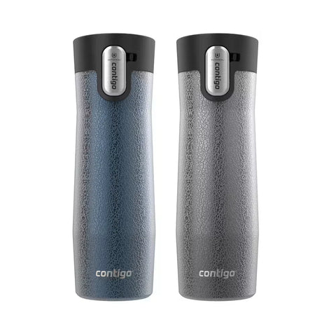Contigo® West Loop 3.0 Stainless Steel Travel Mug with AUTOSEAL® Lid, 20oz, 2-Pack-Crystal Blueberry & Crystal Sake