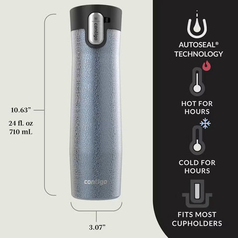 Contigo® West Loop 3.0 Stainless Steel Travel Mug with AUTOSEAL® Lid, 24oz-Crystal Lakeside