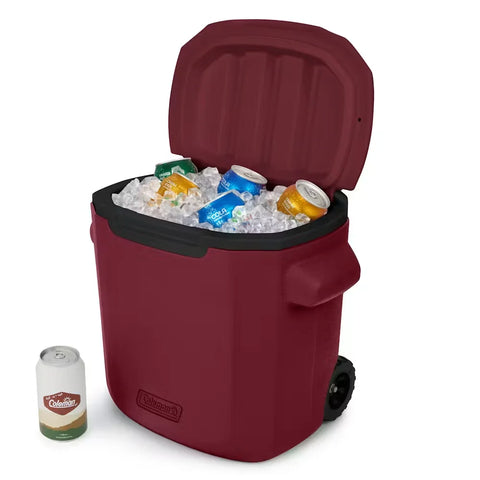Chiller™ 28-Quart Cooler With Wheels-Cranberry