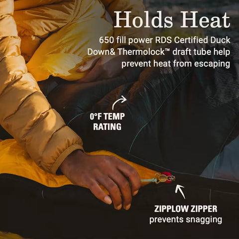 PEAK1™ 0°F Mummy Down Sleeping Bag - Long