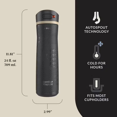 Contigo® x Ally Love Ashland Chill 2.0 Stainless Steel Water Bottle with AUTOSPOUT® Lid, 24oz-Licorice