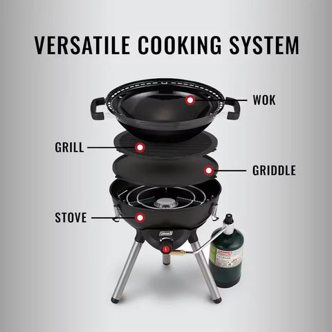 4-in-1 Portable Propane Gas Cooking System-Black