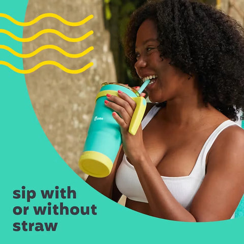 bubba Envy S Tumbler with Handle, Bumper and Straw, 32oz-Island Teal Lemonade